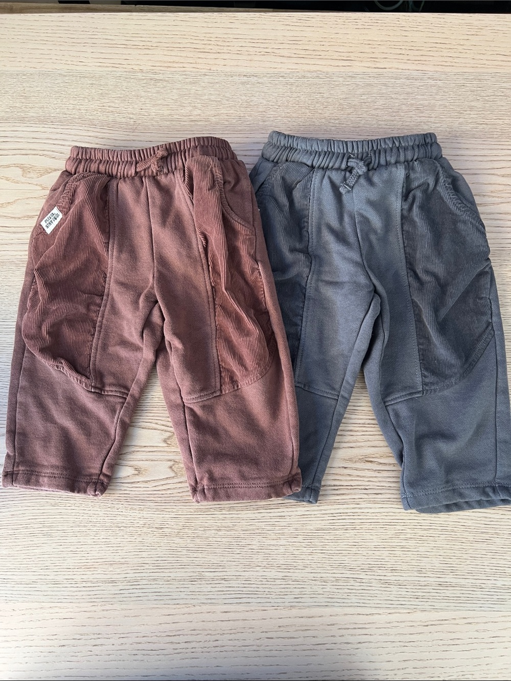 Zara Toddler Boys Corduroy Jogger Pants - Rust and Gray